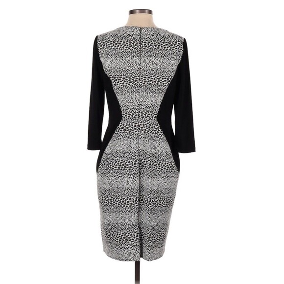 Muse dress Formal colorblock animal print 8 medium M zip black bodycon Career - Picture 2 of 16